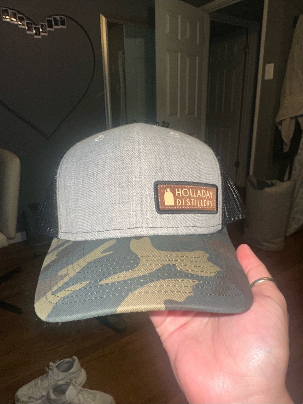 Holladay Distillery Trucker Hat - Gray Crown with Camo Bill